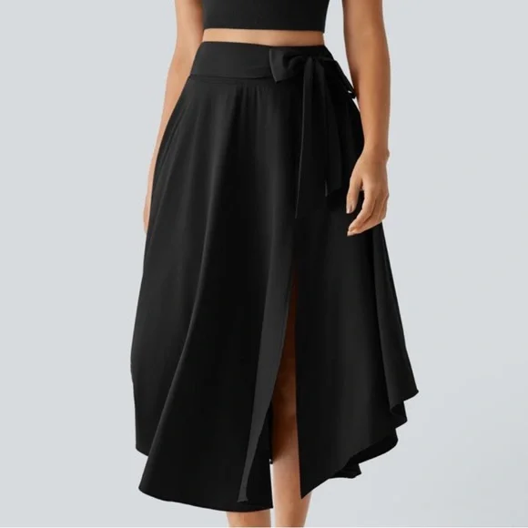 NWT HALARA Breezeful High Waisted Tie Side Split 2-in-1 Curved Hem Skirt. XL - Picture 2 of 14
